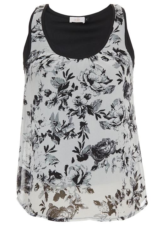 edit - Floral-Print Cami Black/White