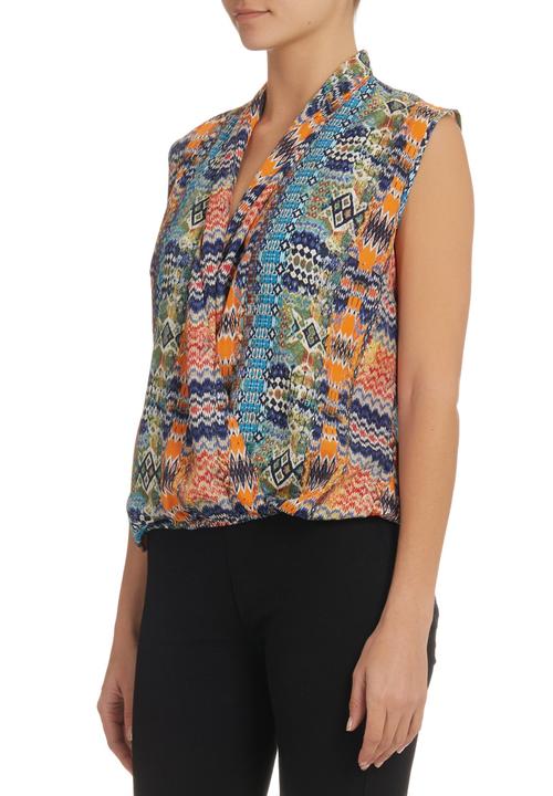 KARMA - Fold Wrap Blouse Multi-colour