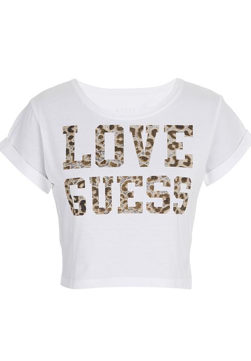 GUESS - Love Guess Crop Top White