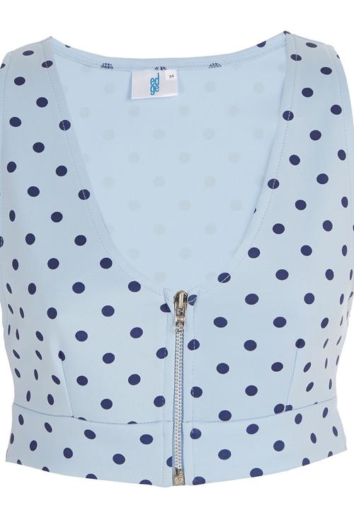 edge - Crop Top with Zip Blue