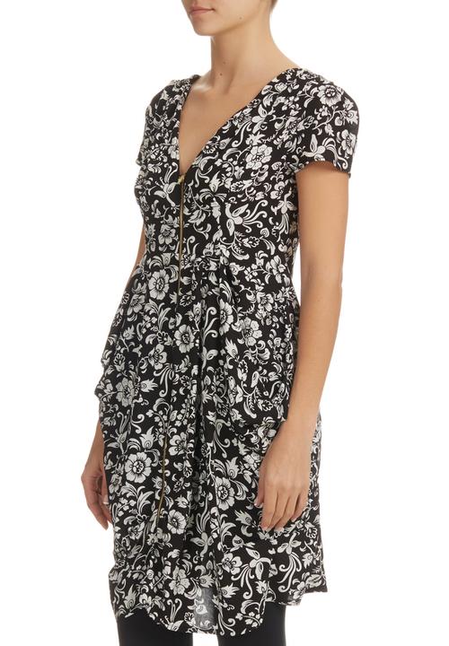 edit - Floral-print Tulip Tunic Black