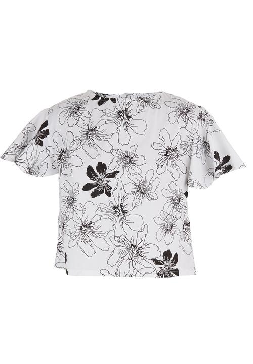 LAZULI - Floral Frill crop top Black/White