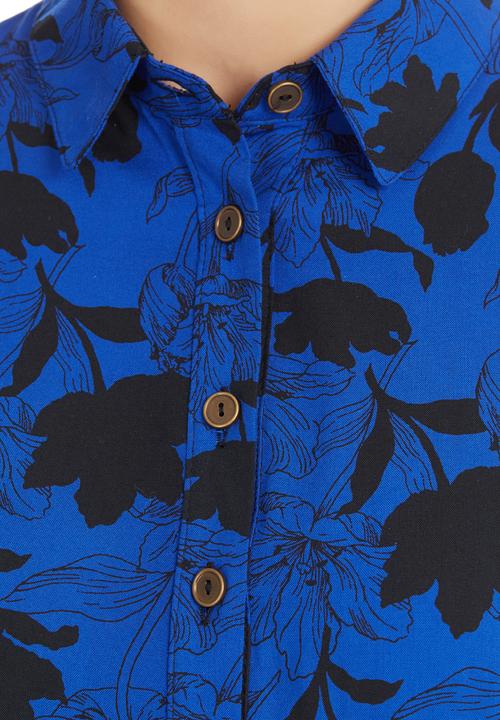 edit - Printed Shirt Tunic Cobalt