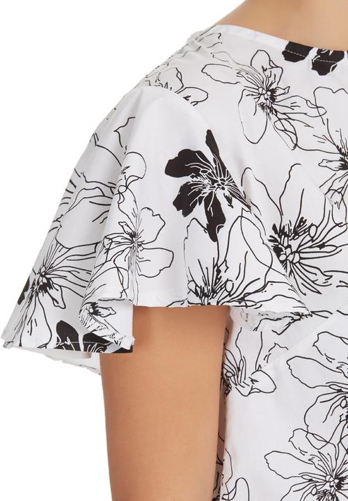 LAZULI - Floral Frill crop top Black/White