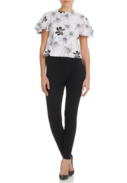 LAZULI - Floral Frill crop top Black/White