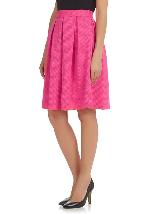 London Hub - Textured Skirt with Pleats Dark Pink