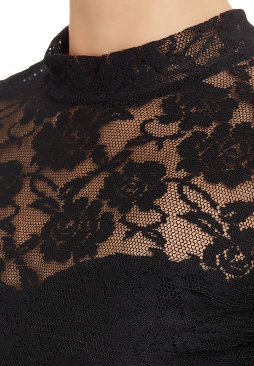 c(inch) - Lace Crop Top Black