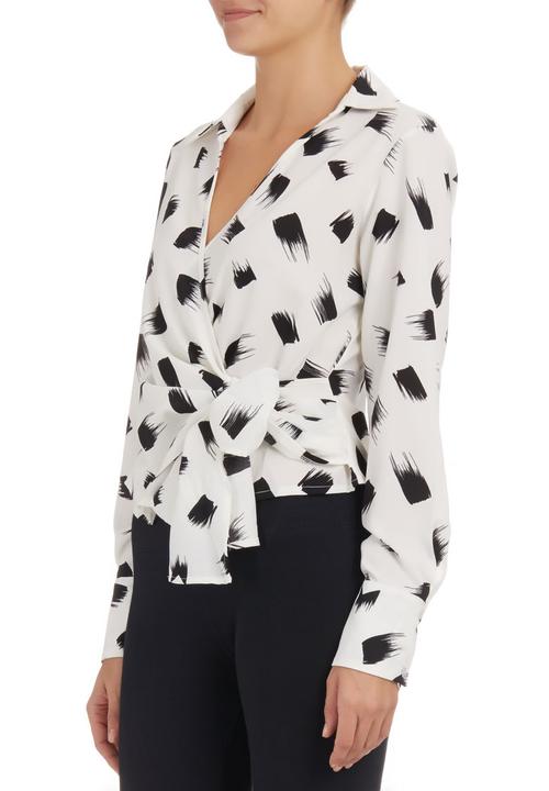 edit - Printed wrap shirt Black and White