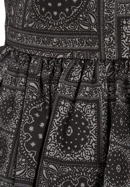 Paramita - Printed Peplum-style Shirt Black