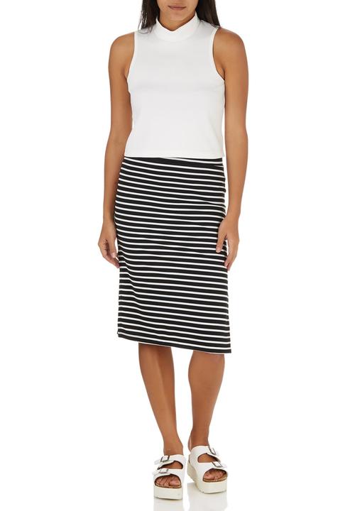 c(inch) - Slit Midi Skirt Black and White