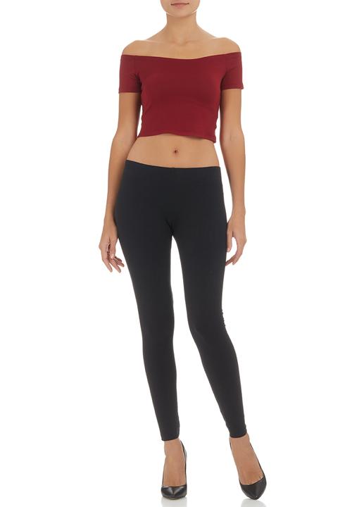(C) INCH-Kate Jordan Designs - Off-the-shoulder Cropped Tank Top Dark Red Dark Red