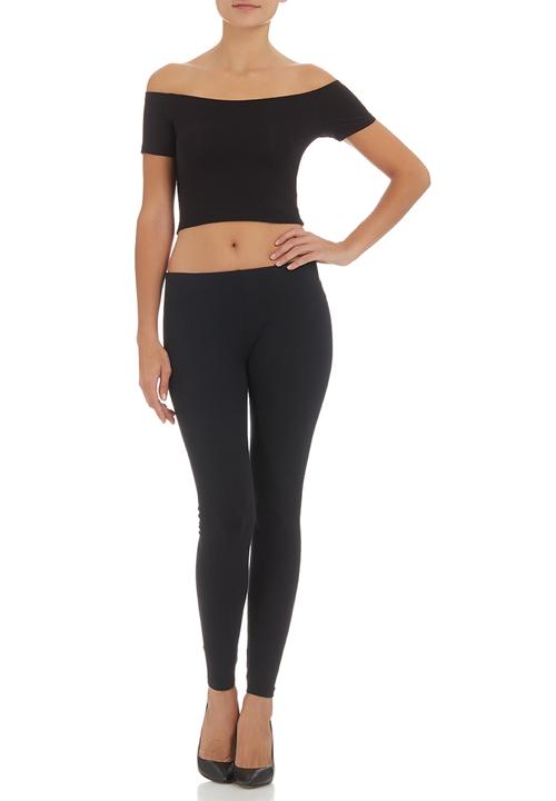 c(inch) - Off-the-shoulder Cropped Tank Top Black