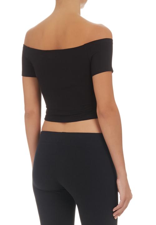 c(inch) - Off-the-shoulder Cropped Tank Top Black