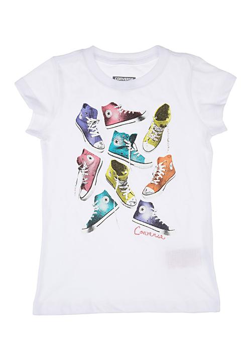 Converse - T-Shirt With Sneaker Print White
