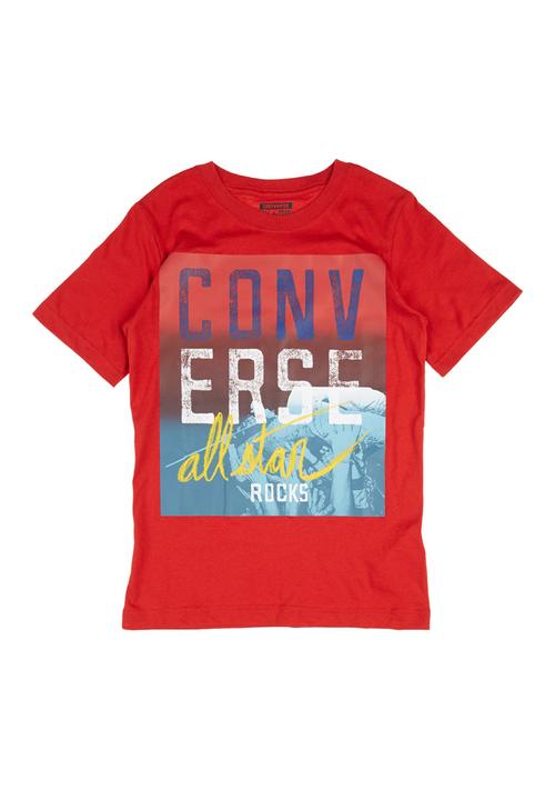 Converse - T-Shirt With Converse Print Dark Red