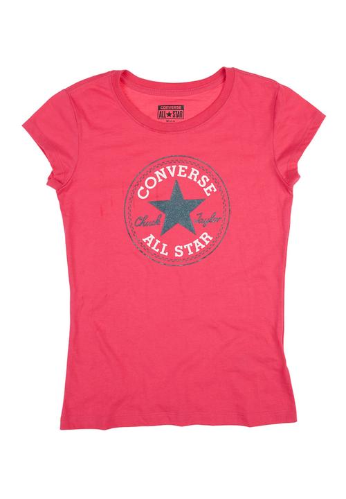 Converse - T-Shirt With Converse Print Dark Pink
