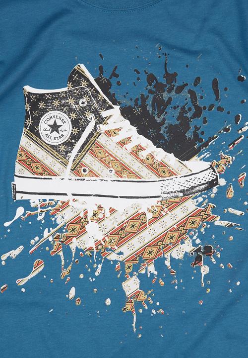 Converse - T-Shirt With Converse Shoe Print Mid Blue