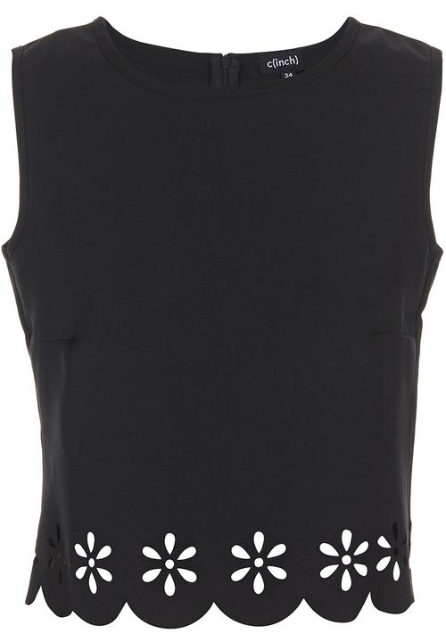 c(inch) - Laser-cut Crop Tank Black