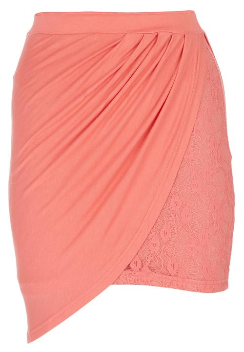 c(inch) - Mini Skirt with Drape Detail Coral