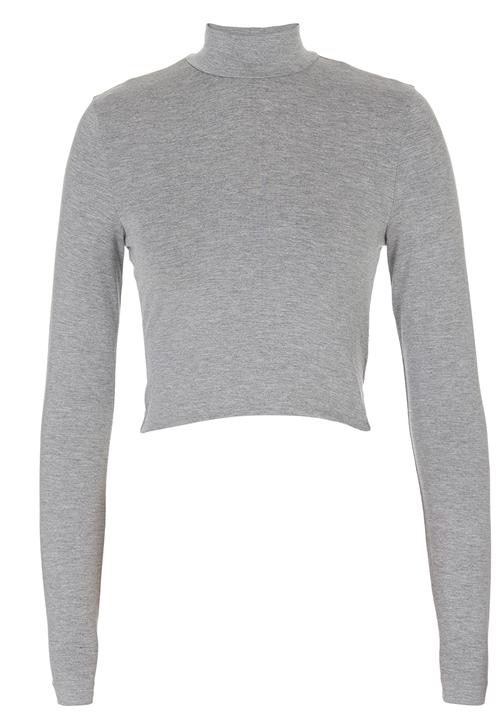 c(inch) - High-neck Crop Top Grey  Mid Grey