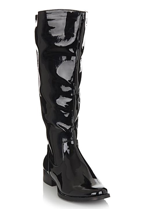 black patent long boots