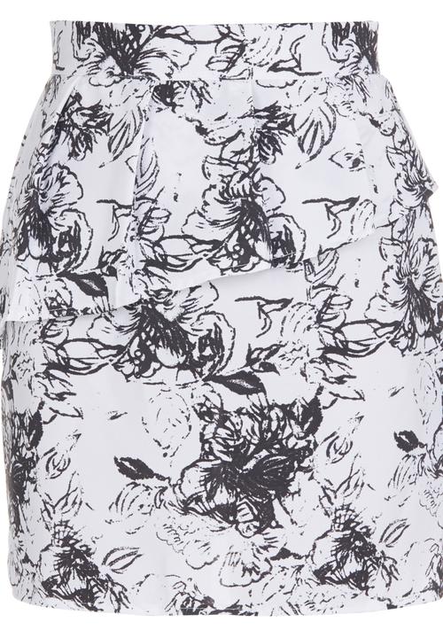 edge - High waits mini skirt with frill Black and White