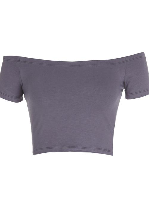 c(inch) - Off-the-shoulder Cropped Tank Top Mid Grey Mid Grey