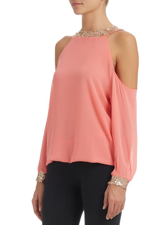 c(inch) - Sequins Blouse Coral