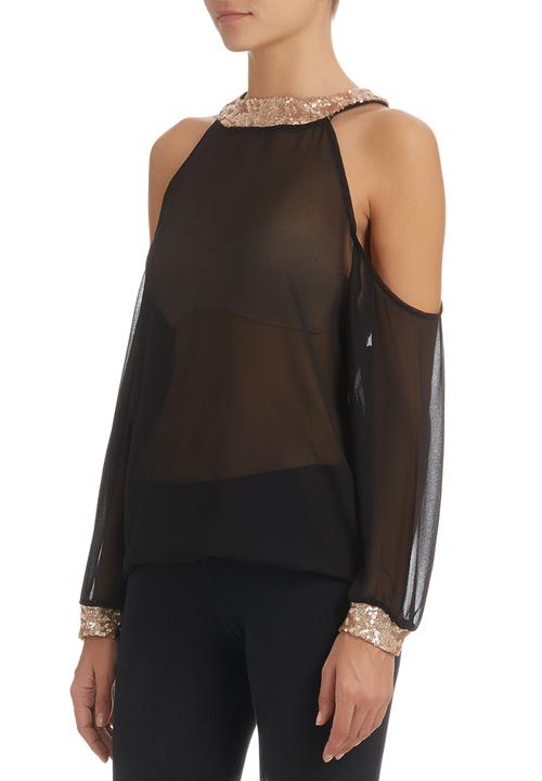 c(inch) - Sequins Blouse Black