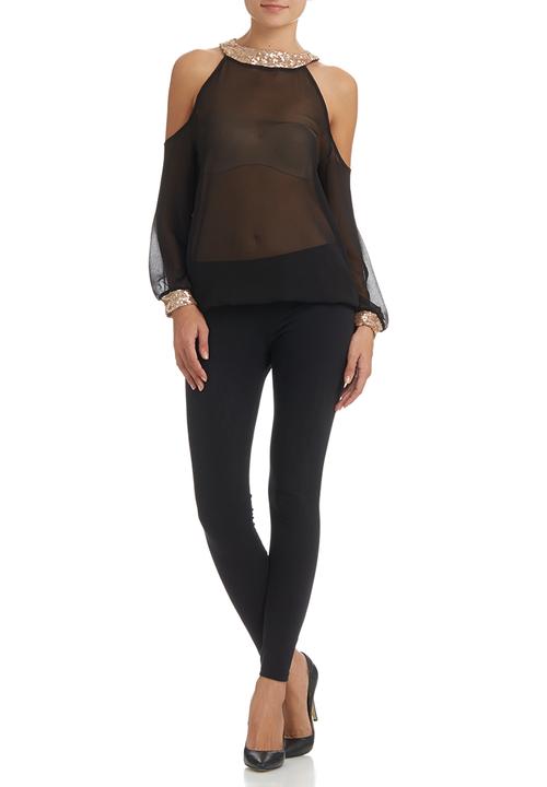 c(inch) - Sequins Blouse Black