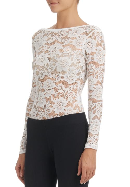 Paige Smith - Long-sleeve Lace Bodysuit Ivory