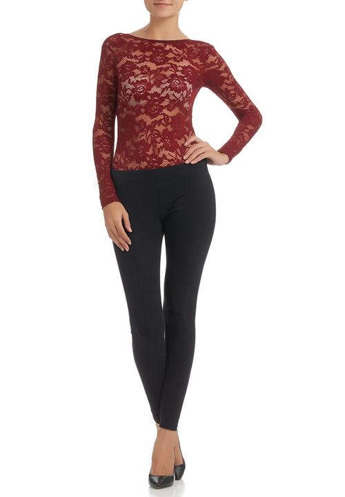 Paige Smith - long sleeve lace bodysuit maroon Dark Red
