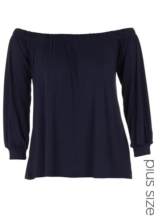 edit - Off-the-shoulder Blouse Dark Blue Dark Blue