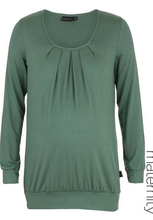 Cherry Melon - Pleat Top long sleeve CM163A- Fern Green Mid Green