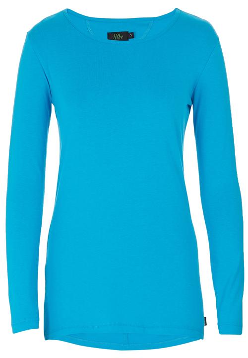 Lithe - Basic Long-sleeve T-shirt with Ruching Detail Mid Blue Mid Blue
