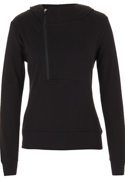 Lithe - Hoodie with Zip Detail Black