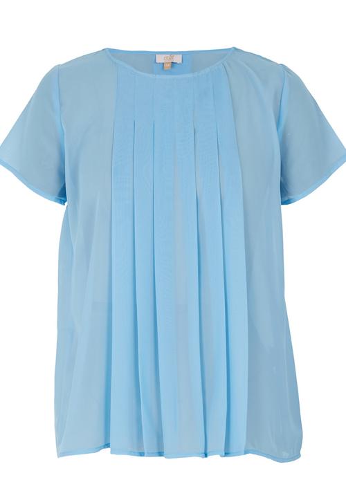 edit - Pleated Blouse Mid Blue  Mid Blue