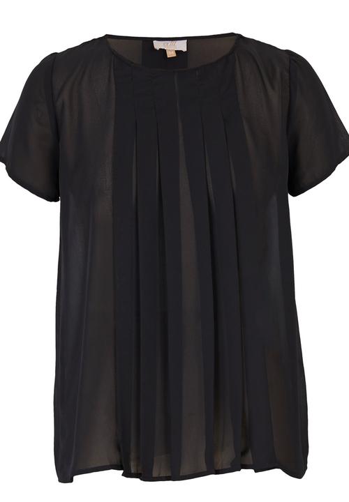 edit - Pleated Blouse Black
