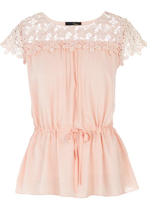 Suzanne Betro - Lace Trim Top Pale Pink