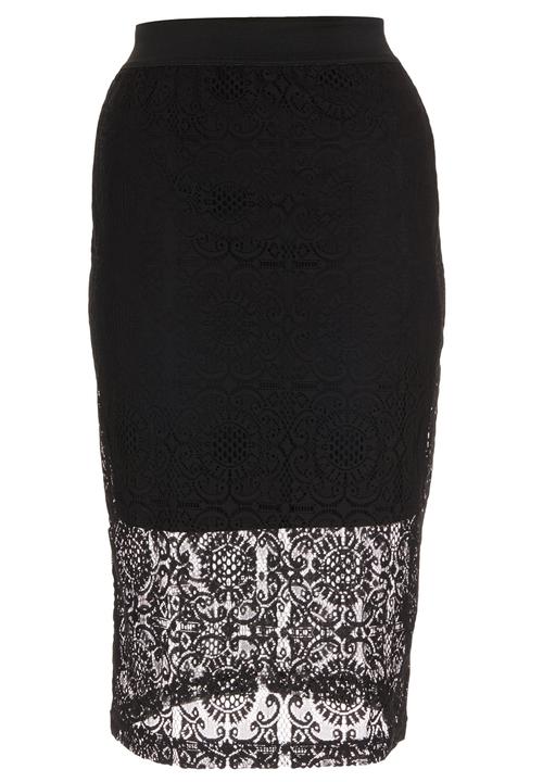 c(inch) - Lace Midi Skirt Black