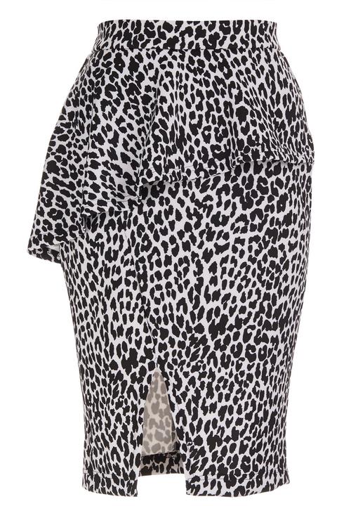 STYLE REPUBLIC - Printed Peplum Midi Skirt Black/White  Black and White