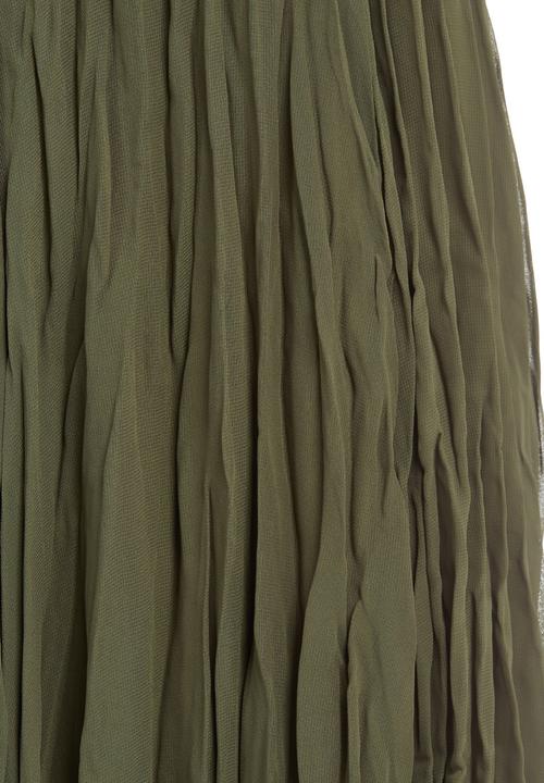 edit - Fatigue Crushed Midi Skirt Dark Green Dark Green
