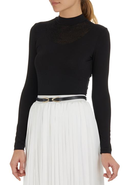 STYLE REPUBLIC - High-neck Inset T-shirt Black
