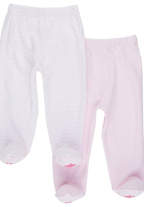 Baby Corner - 2 Pack Footed Pants Pale Pink