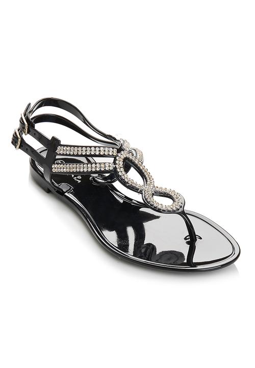 black diamante jelly sandals
