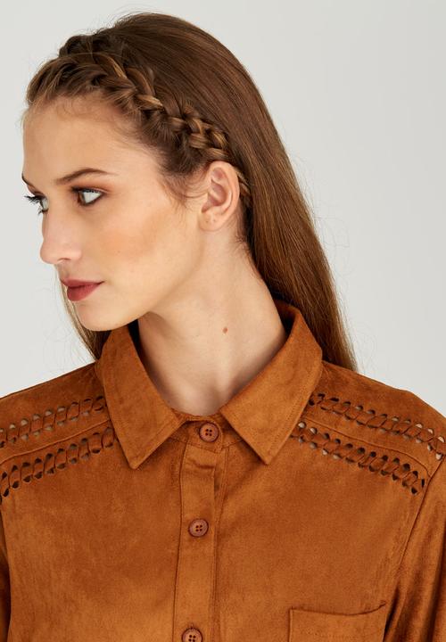 STYLE REPUBLIC - Suedette Shirt Camel/Tan