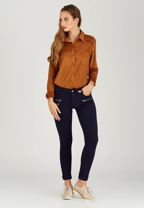 STYLE REPUBLIC - Suedette Shirt Camel/Tan