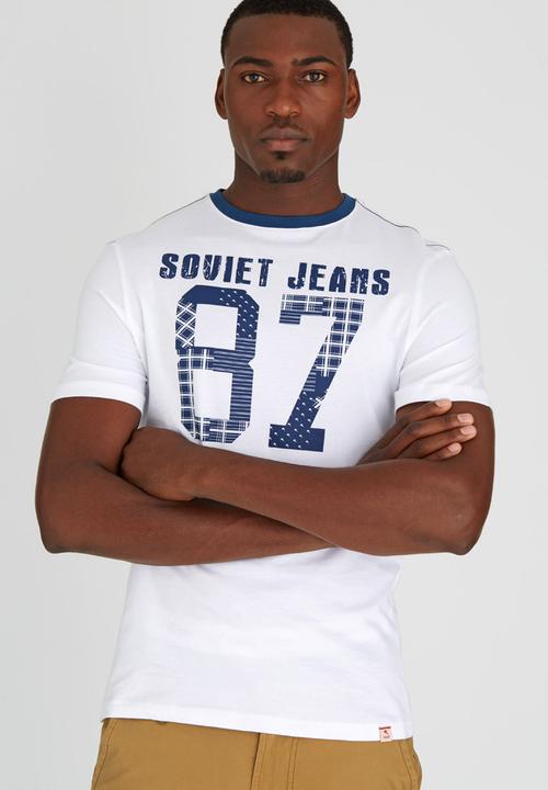 SOVIET - Jasper S/Slv Printed T-Shirt White