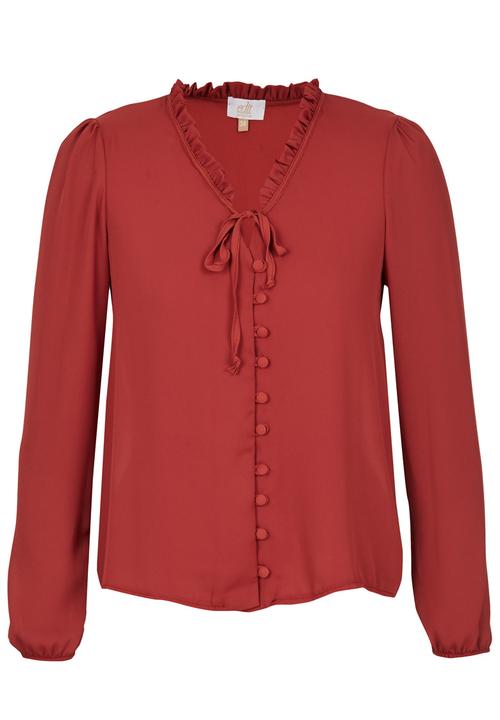 edit - Covered Button Blouse Mid Brown
