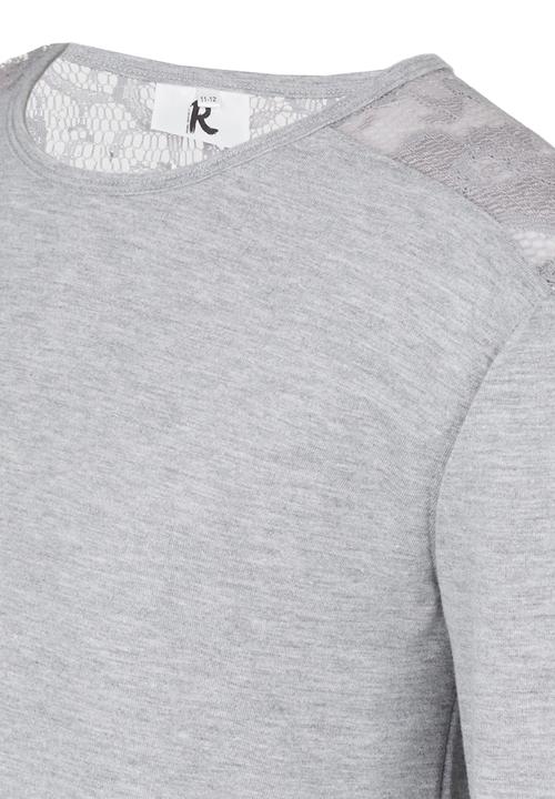 Rebel Republic - Lace Inset Tee Grey